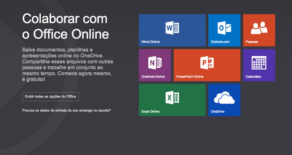 Office Online oferece alguns dos aplicativos do Microsoft Office para download (Foto: Divulgação/Microsoft) — Foto: TechTudo