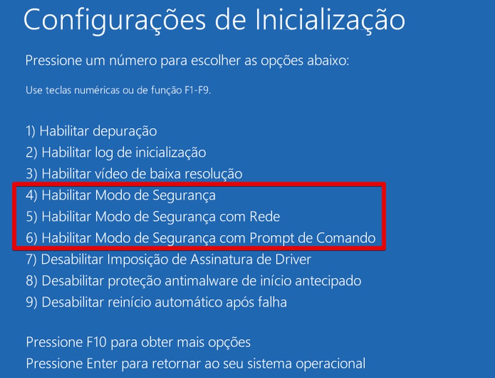Como iniciar o Windows 10 em Modo de Segurança