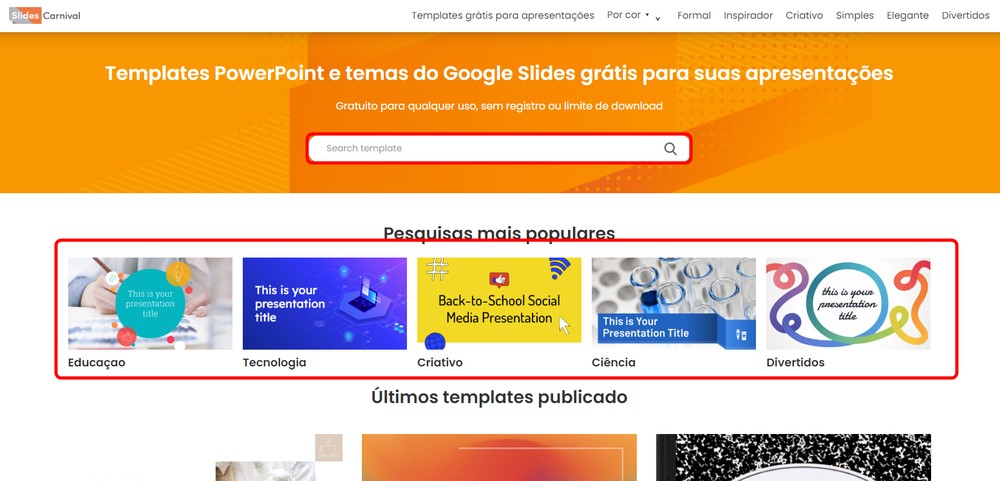 Como baixar templates do Google Slides de graça no site Slides Carnival