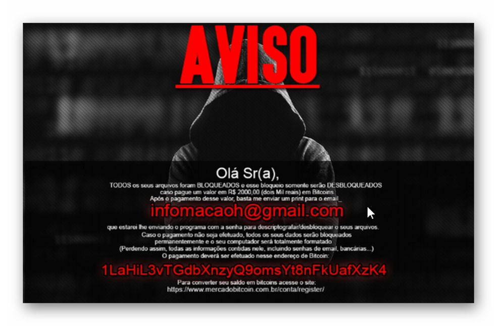 Mensagem trazida pelo vírus Crypt888 (Foto: Divulgação/Avast) — Foto: TechTudo