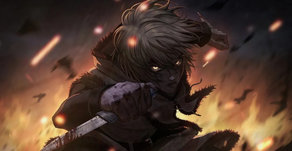 O guerreiro viking Thorfinn busca vingança pela morte de seu pai em Vinland Saga — Foto: Reprodução/JustWatch