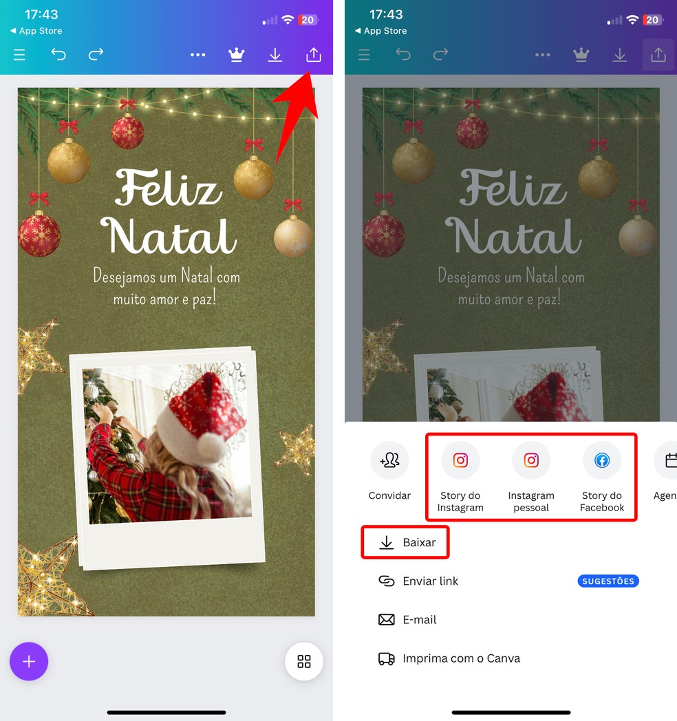 Saiba como baixar cartão com mensagem de Feliz Natal para WhatsApp — Foto: Reprodução/Rodrigo Fernandes