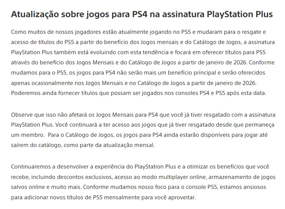 PS Plus terá mudança radical a partir de amanhã (6); entenda