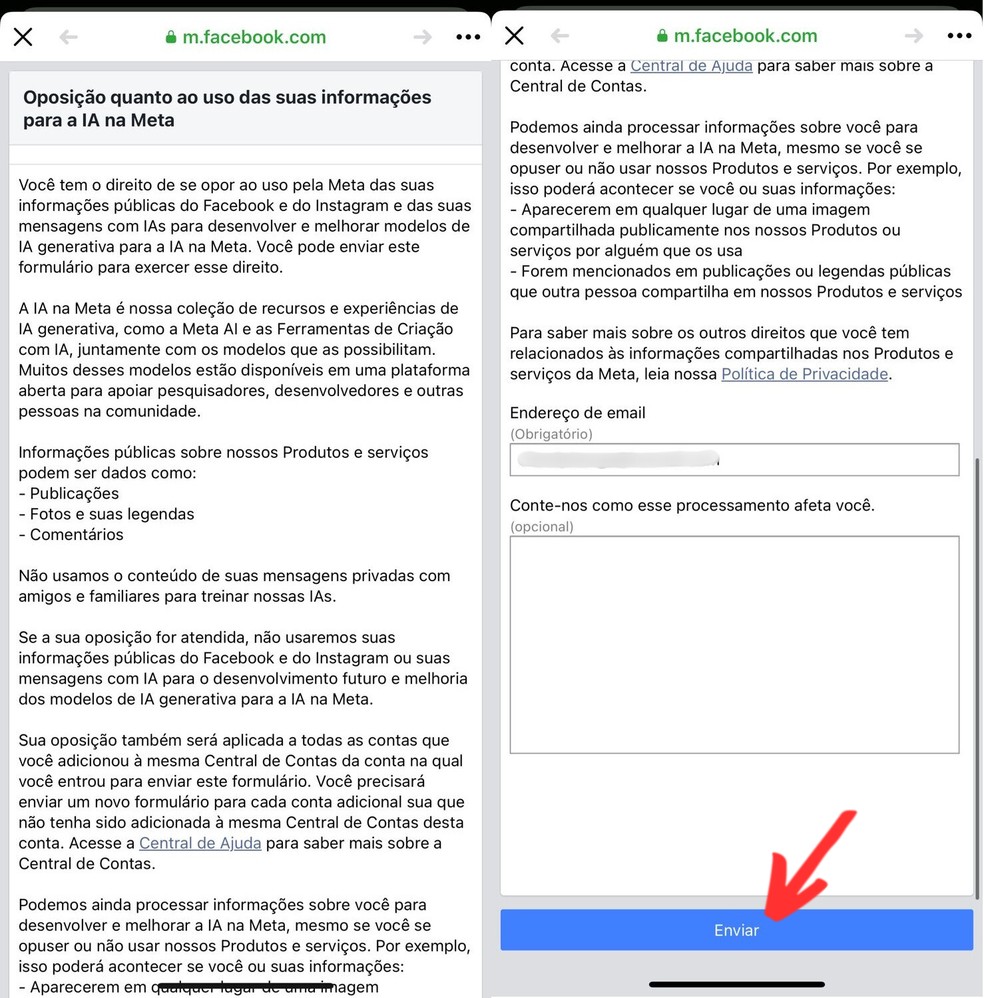 Meta AI: veja como se opor à coleta de dados no Facebook — Foto: Reprodução/Clara Fabro