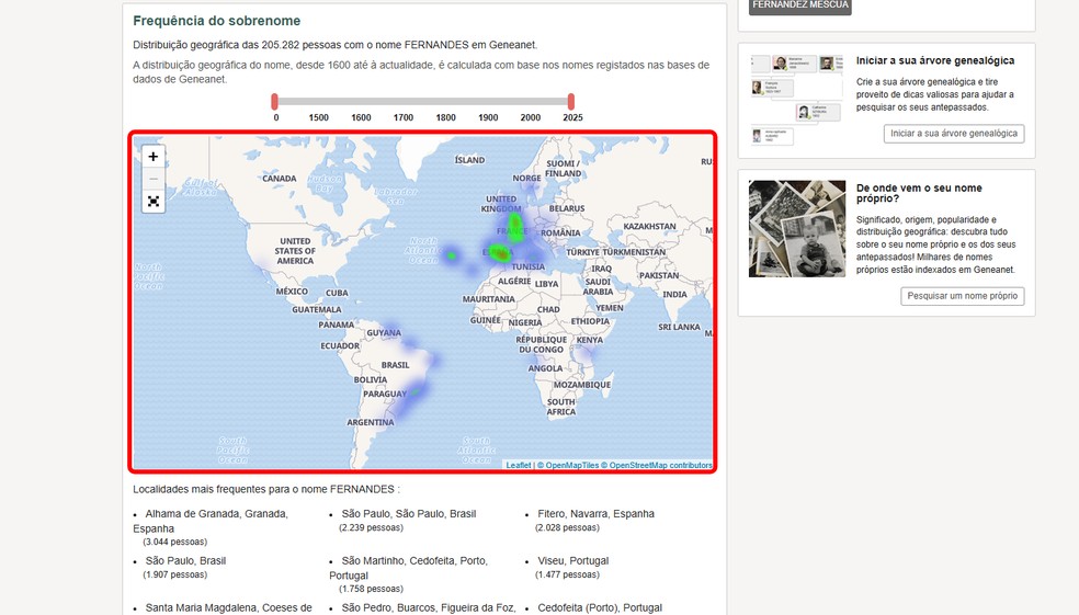 Geneanet: como saber a origem do sobrenome de graça na internet — Foto: Reprodução/Rodrigo Fernandes