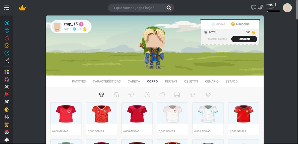 Minijogos permite que você personalize seu avatar com moedas — Foto: Reprodução/Róbson Martins