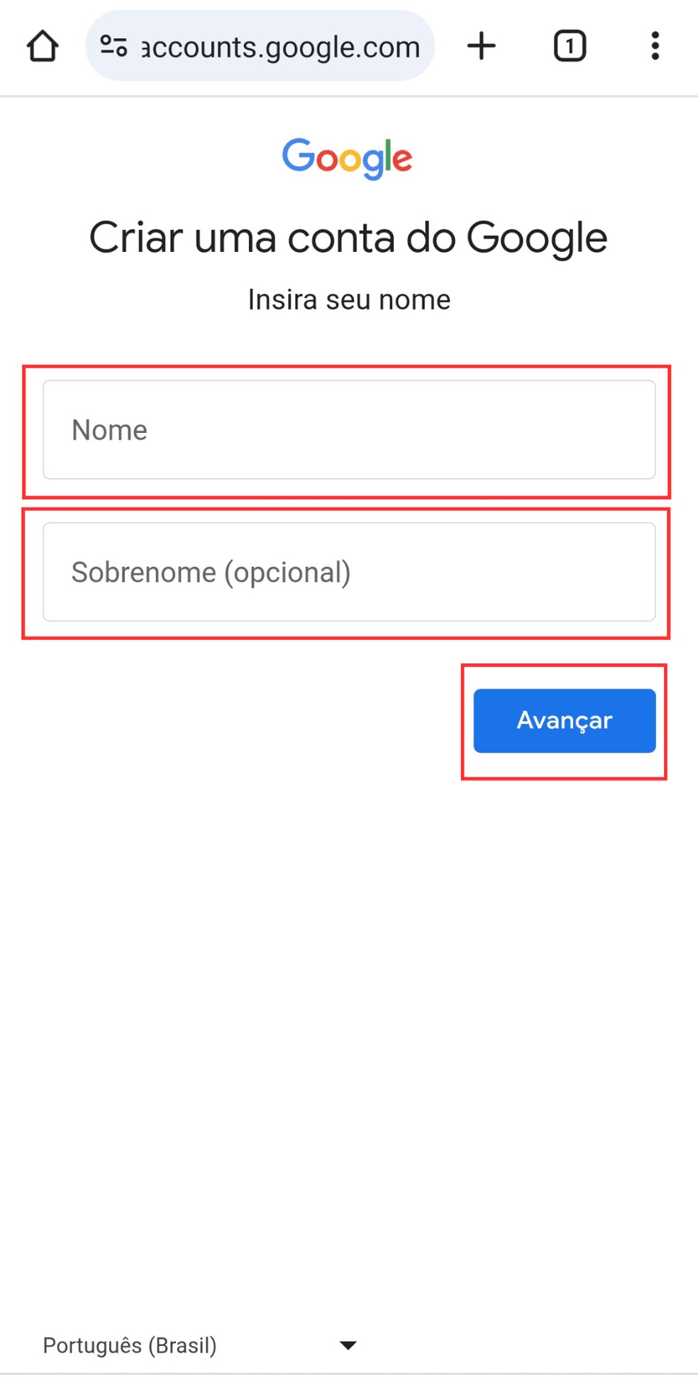 Criar email