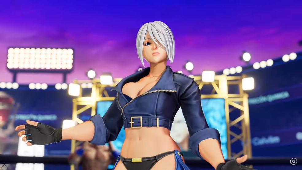 Angel de King of Fighters é outro exemplo de lutadora dos games com roupas extremamente curtas — Foto: Reprodução/YouTube