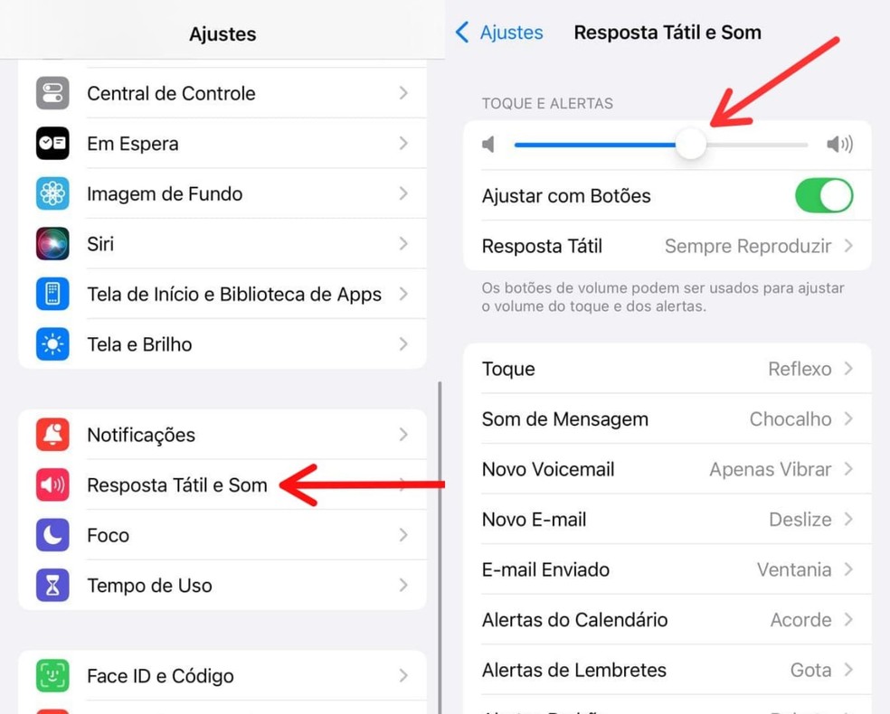iPhone permite o aumento do som manualmente — Foto: Reprodução/Gisele Souza