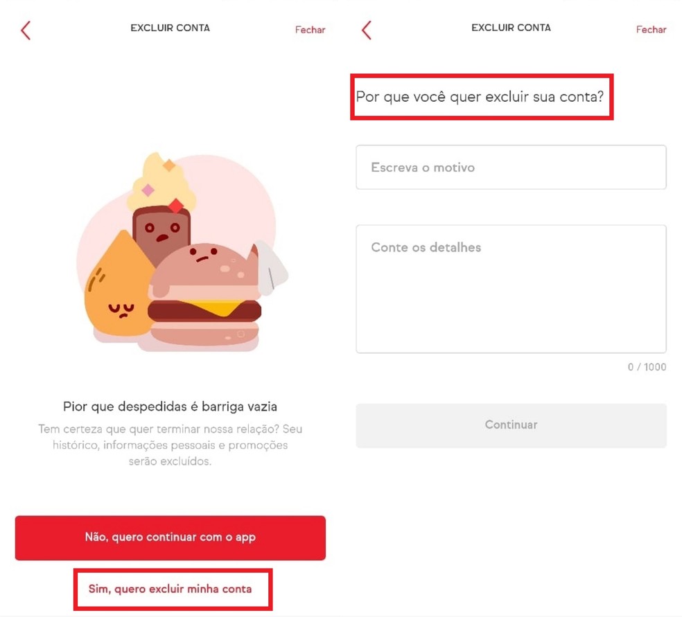 Como excluir conta do iFood