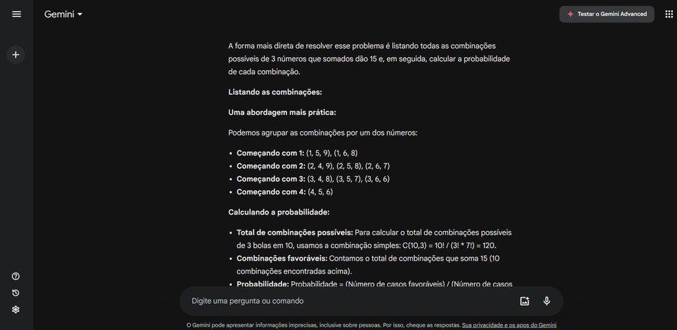 Gemini consegue resolver problemas mais complexos — Foto: Reprodução/Gemini