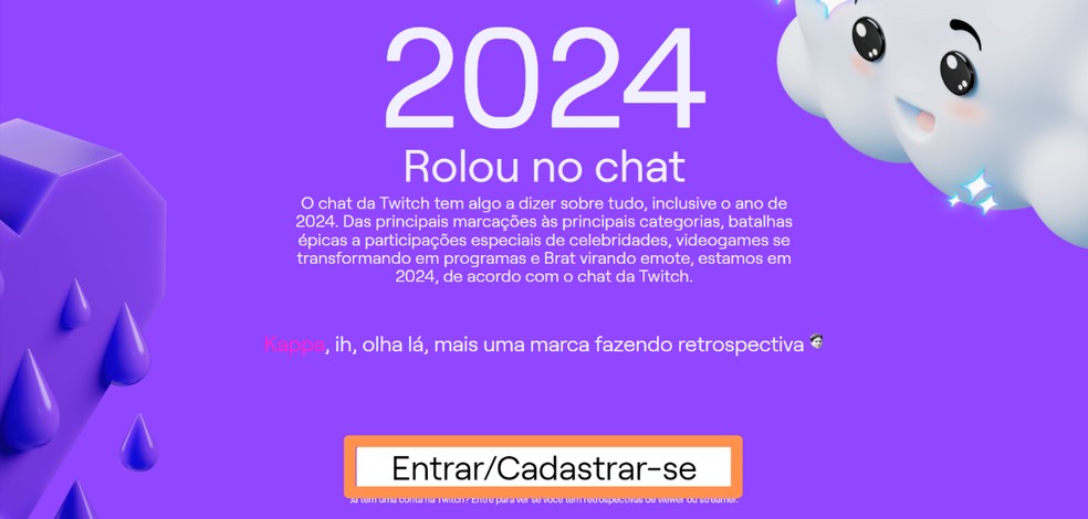 Clique no botão 'Entrar/Cadastrar-se' — Foto: Reprodução/Róbson Martins