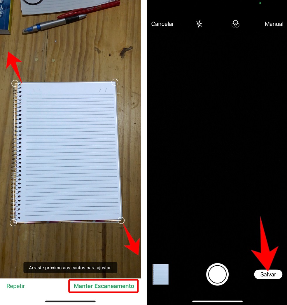 Usuário pode editar arquivo digitalizado no WhatsApp antes de enviar — Foto: Reprodução/Rodrigo Fernandes