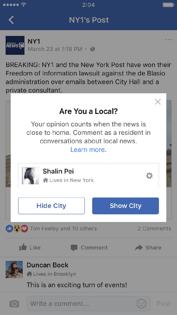 Facebook testa ferramenta que conecta usuários a notícias locais