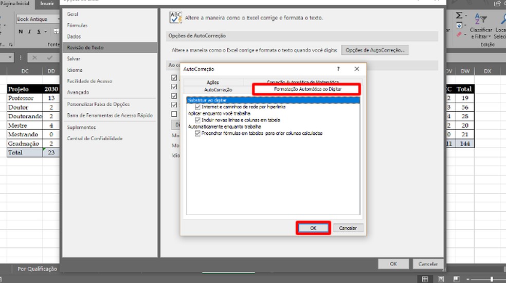 Como personalizar o recurso de AutoCorreção do Excel