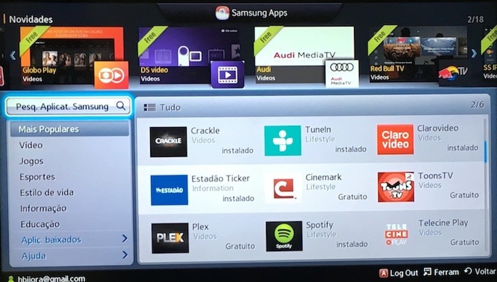 Como baixar e instalar apps na Smart TV da Samsung