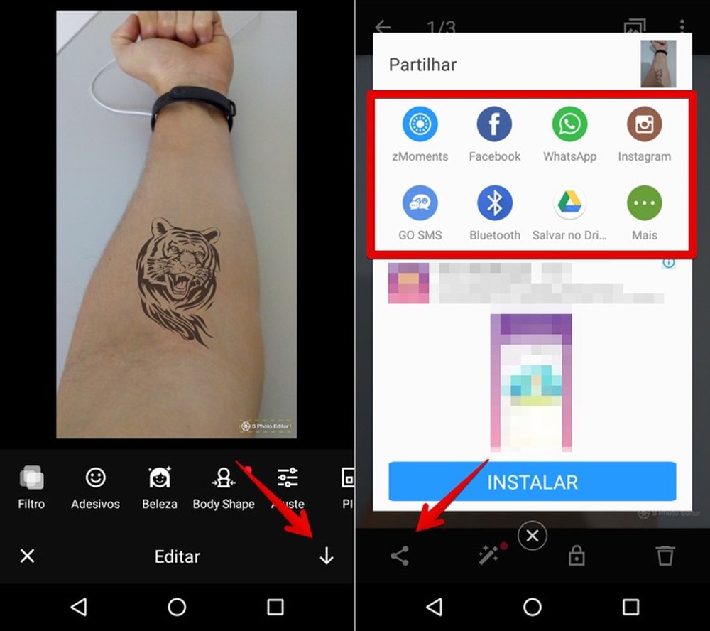 Descubra como vai ficar sua próxima tatuagem com o S Photo Editor