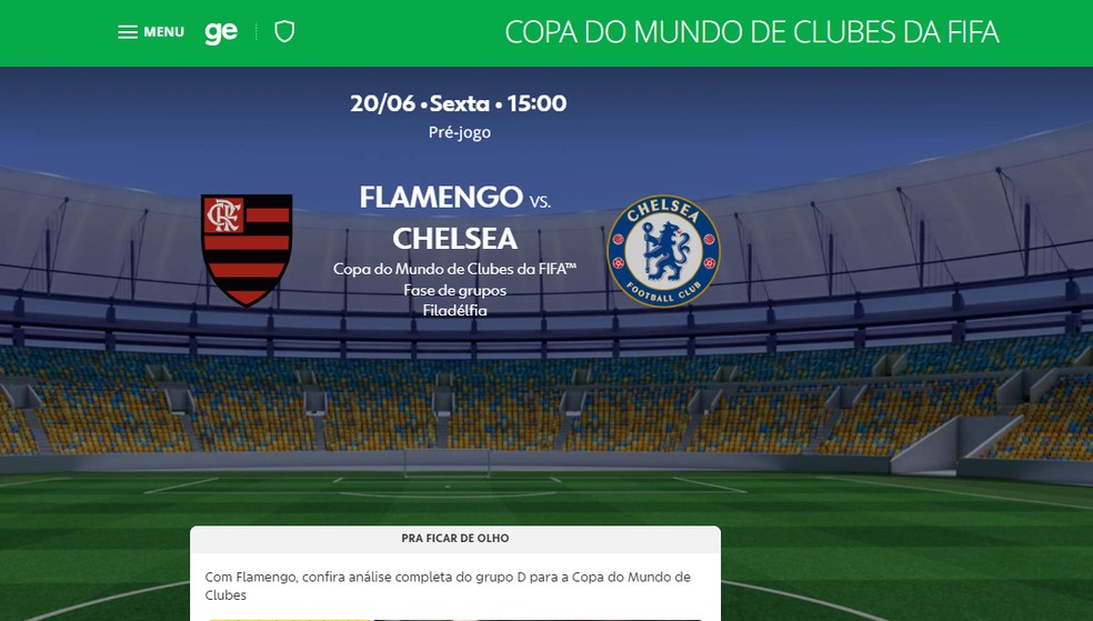 Minuto a minuto de Flamengo e Chelsea na Copa do Mundo de Clubes da Fifa poderá ser acompanhado no ge — Foto: Reprodução/Rodrigo Fernandes