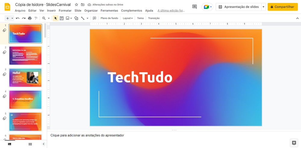 Como baixar templates do Google Slides de graça no site Slides Carnival