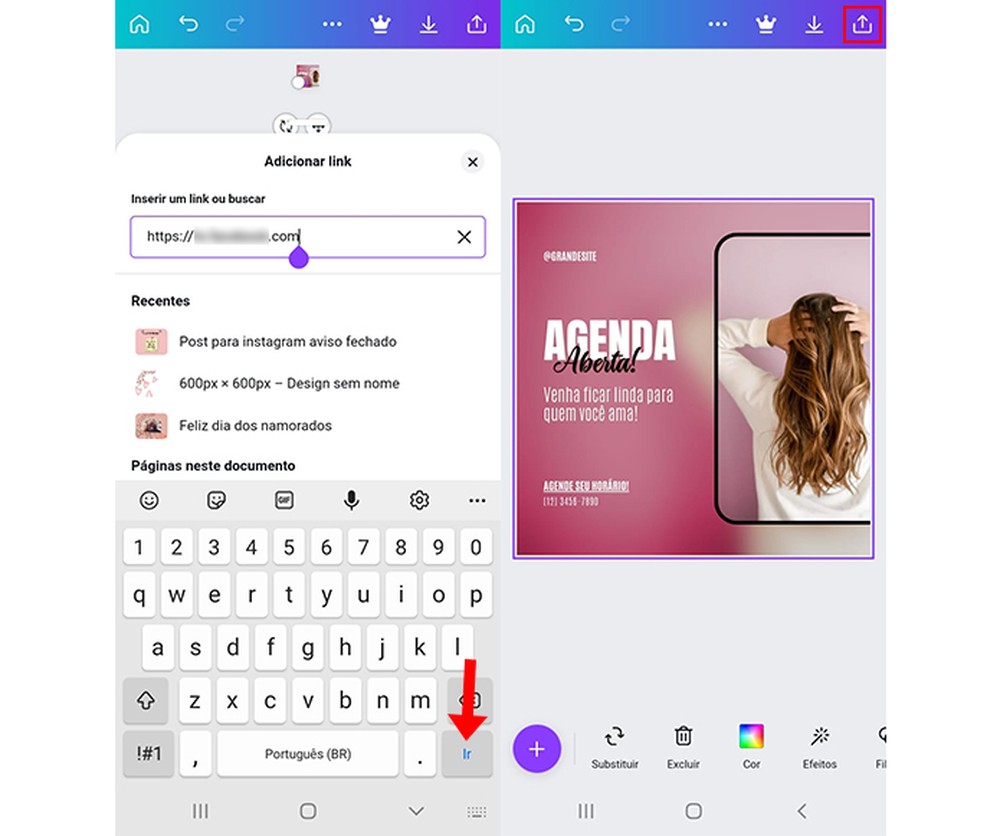 como adicionar link no pdf do canva