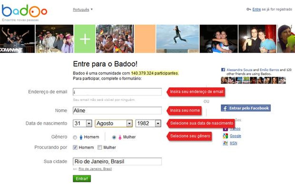 Como criar uma conta no Badoo