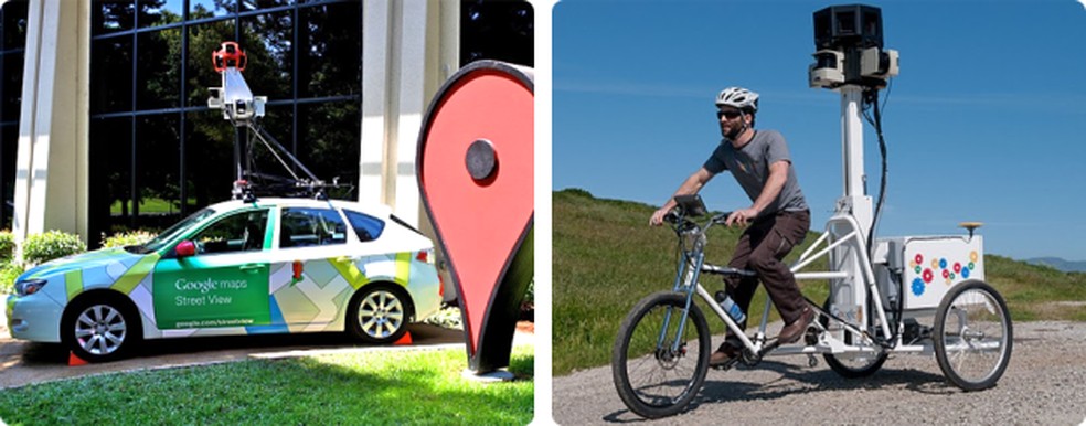 Carro e triciclo utilizados para capturar as imagens do Street View (Foto: Reprodução/Google) — Foto: TechTudo