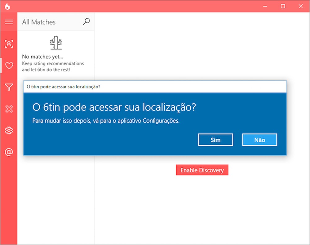 Como usar o Tinder no Windows 10 com o 6tin