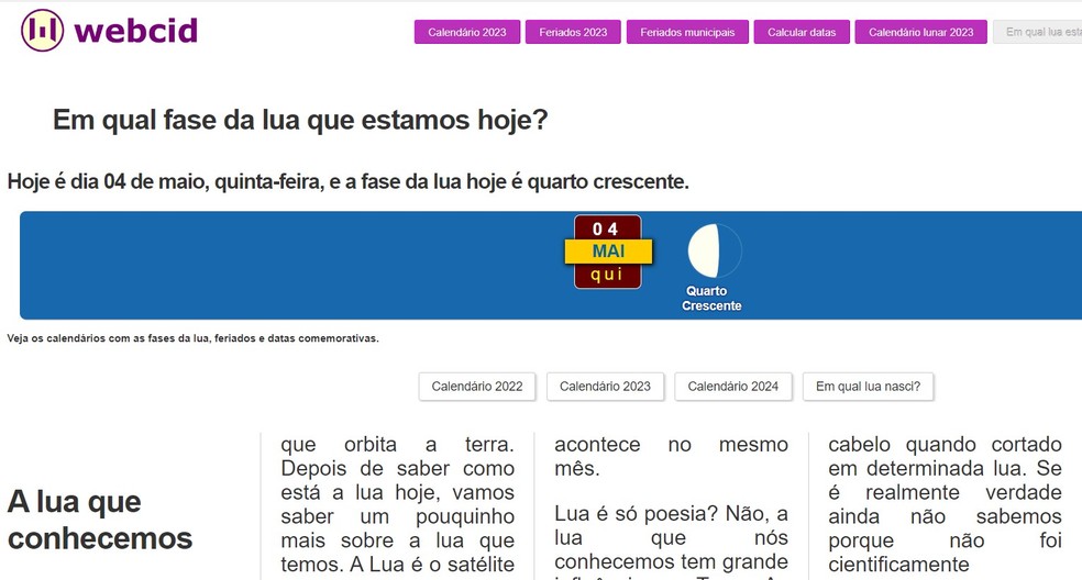 Qual é a fase da lua hoje? Veja quatro sites para descobrir