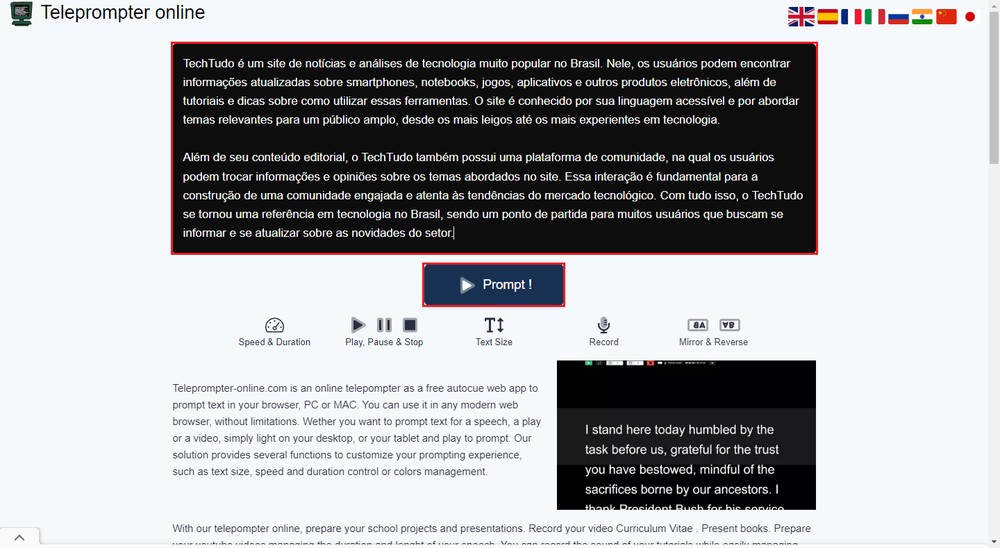 Teleprompter online veja como usar versão para PC do equipamento