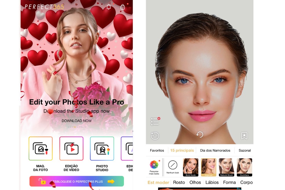 Navegue pelo Perfect365 e desbrave seus diferentes recursos de make