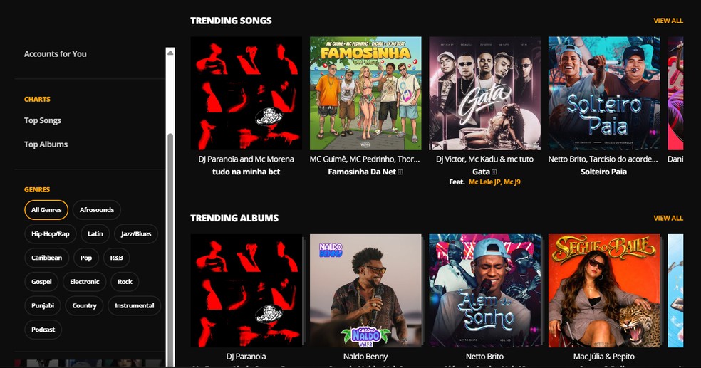  Reprodução/Audiomack