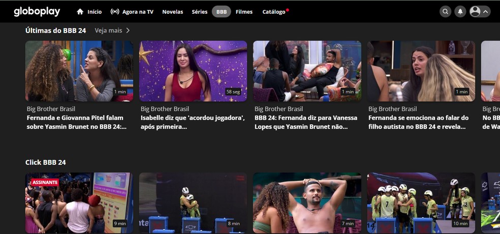 BBB 24 online grátis: Globoplay exibe resumos e trechos importantes gratuitamente na plataforma — Foto: Reprodução/Carolina Torres