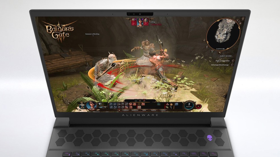 Alienware m16 tem grande espaço para os alto-falantes — Foto: Divulgação/Dell