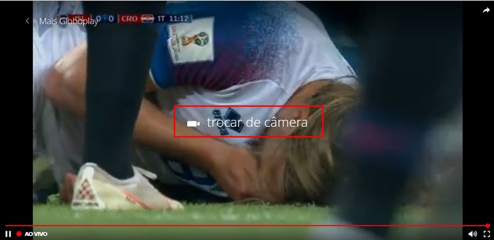 Clique em "Trocar de câmera" para ver outros jogos ao vivo no Globo Play — Foto: Reprodução/Taysa Coelho