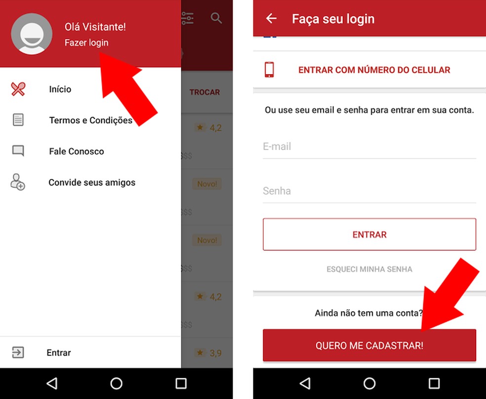 Crie uma nova conta no iFood para Android (Foto: Reprodução/Paulo Alves) — Foto: TechTudo