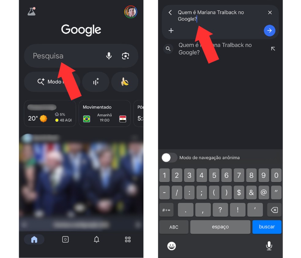 Primeiros passos para participar da trend "Quem é seu @ no Google?" — Foto: Reprodução/Mariana Tralback