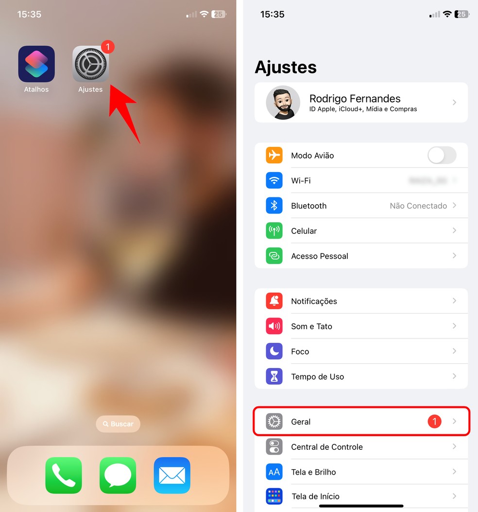 iOS 17: saiba como atualizar o iPhone pelos ajustes — Foto: Reprodução/Rodrigo Fernandes