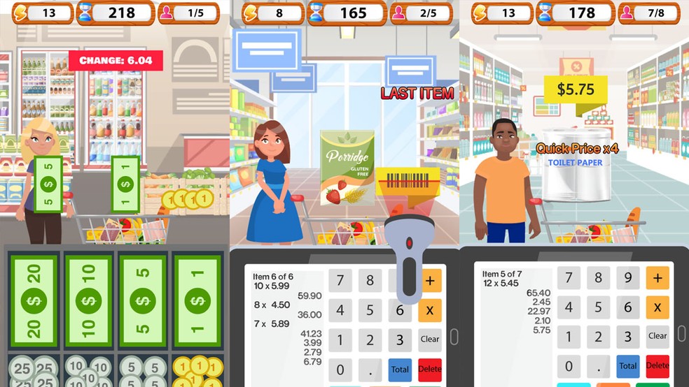 Supermarket Cashier Simulator é um simulador mais voltado para o trabalho de caixa no mercado — Foto: Reprodução/Google Play Store
