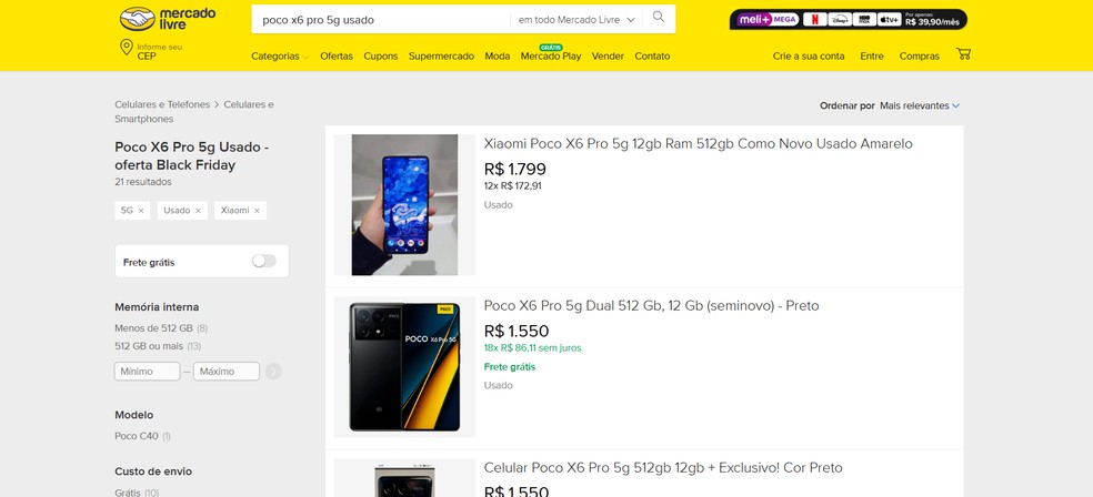  Reprodução/Mercado Livre