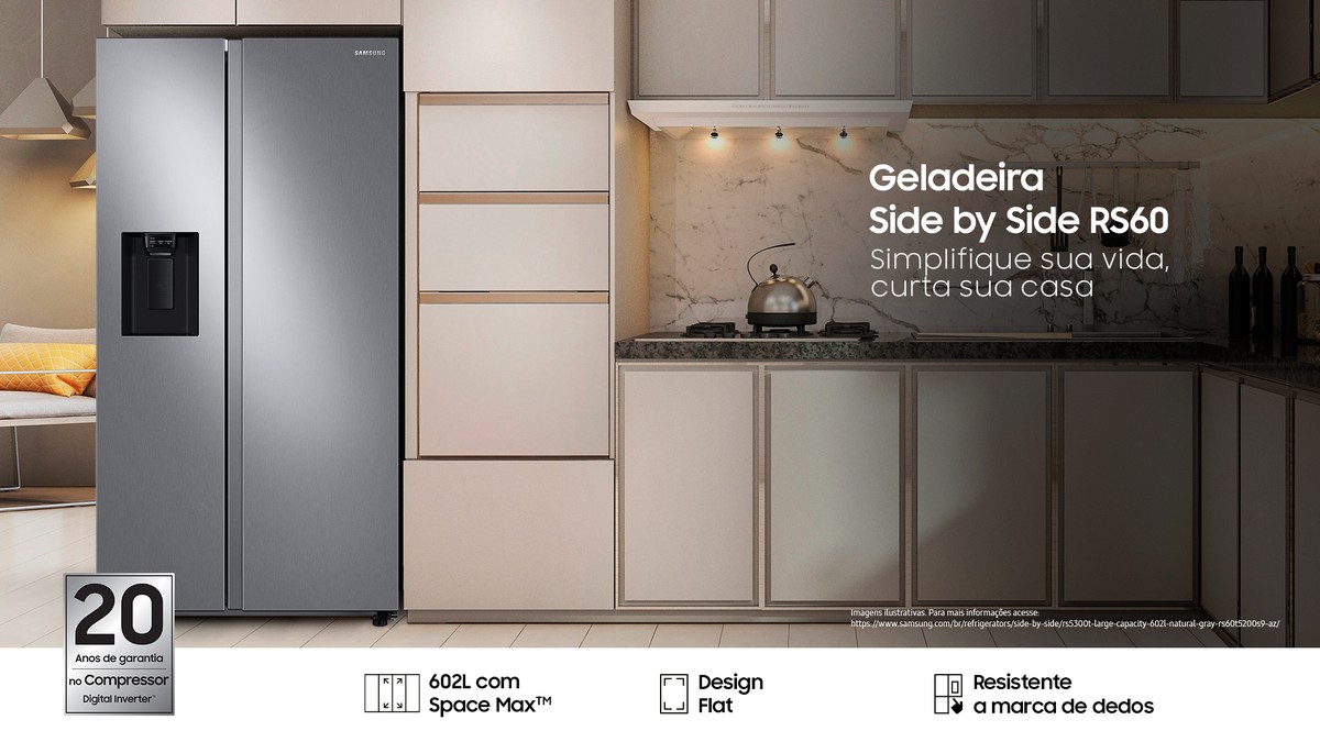 A ‘gigante’ da vez: Samsung lança geladeira Side by Side RS60; conheça