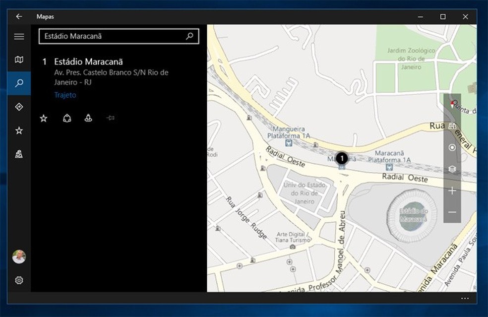 Ferramenta de mapas funciona integrado ao Windows 10 (Reprodução) — Foto: TechTudo