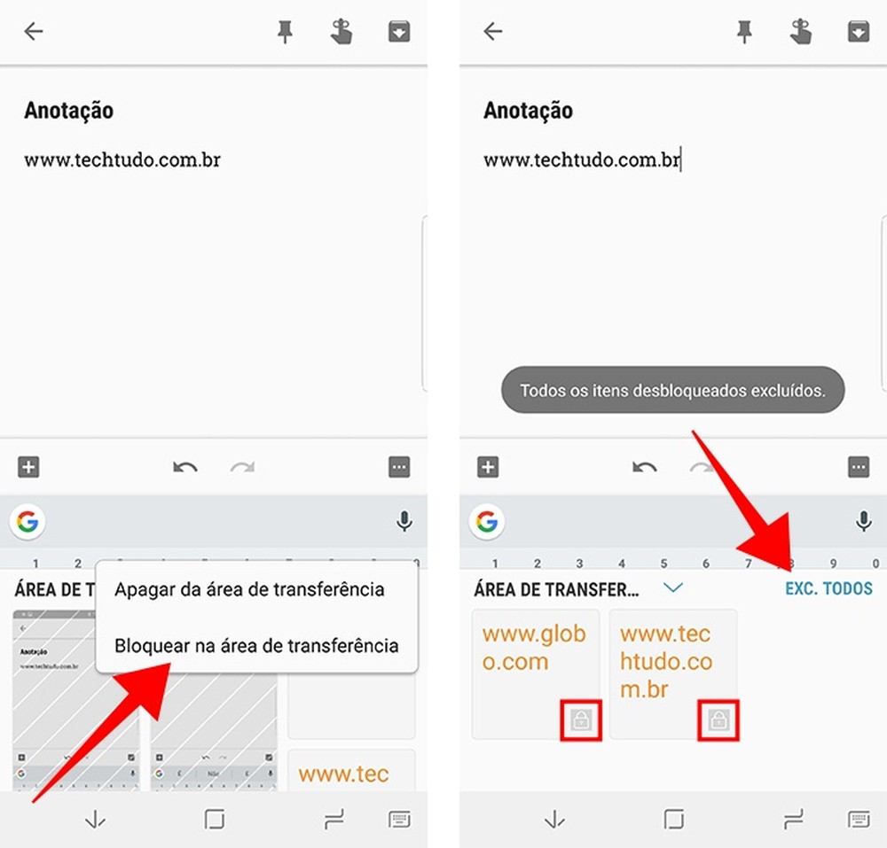 Onde fica a Área de Transferência do Samsung Galaxy e como acessar