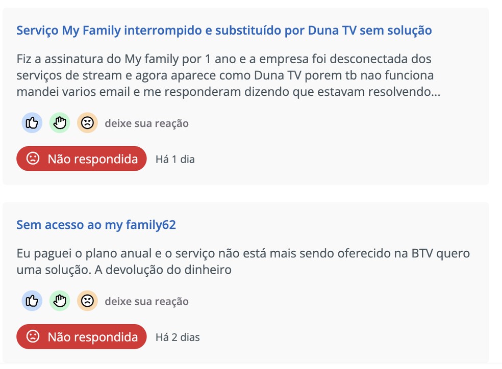  Reprodução/Reclame Aqui