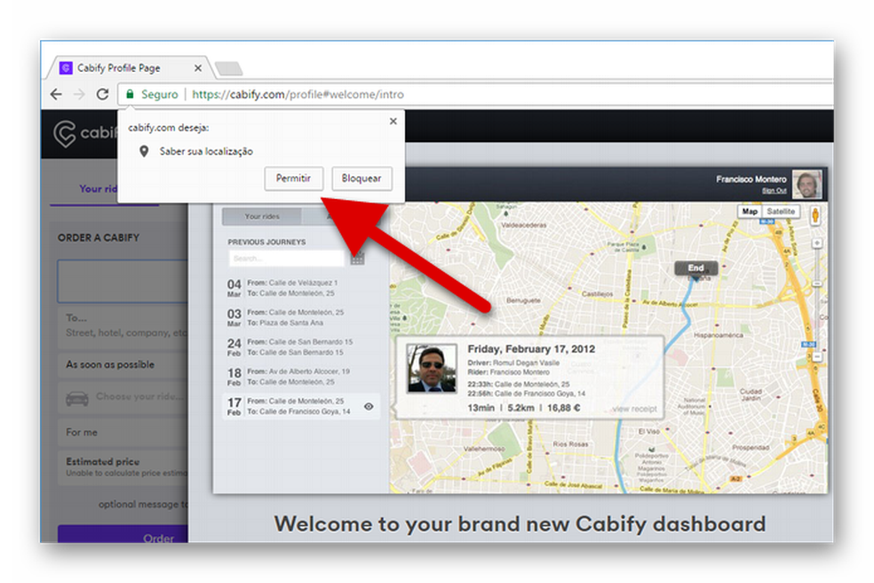 Permita que o Cabify saiba a sua localização (Foto: Felipe Alencar/TechTudo) — Foto: TechTudo