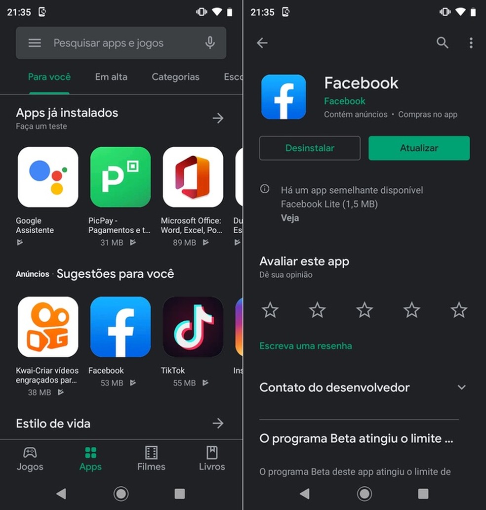 Play Store: configurações do app mudam de lugar em atualização