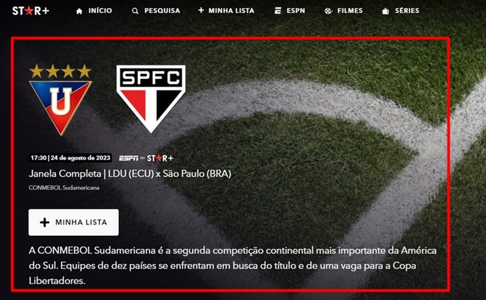 A transmissão do jogo do São Paulo hoje tem início online, no Star+ — Foto: Reprodução/Gabriela Andrade
