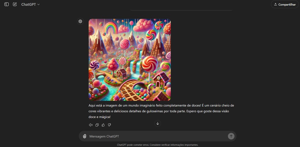 O mundo imaginário do ChatGPT tem detalhes até demias — Foto: Reprodução/ChatGPT