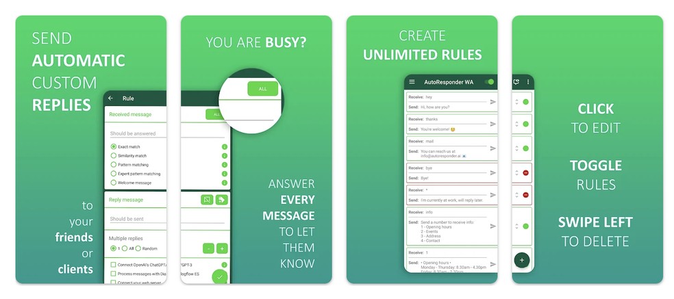 AutoResponder para WhatsApp permite enviar mensagem automática — Foto: Reprodução/AutoResponder para WhatsApp 