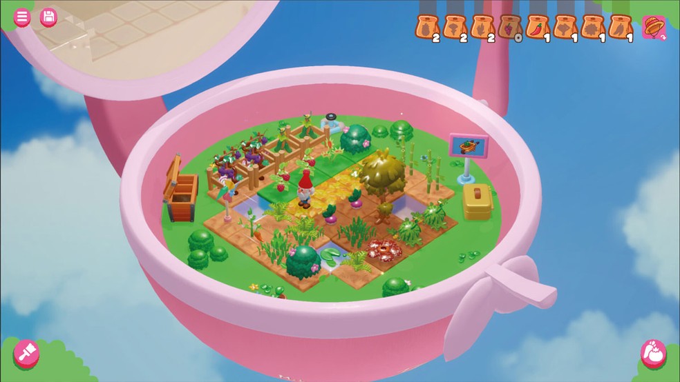 Tiny Garden é um game de simulação que se passa dentro de um brinquedo, semelhante à clássica Polly Pocket — Foto: Reprodução/Steam
