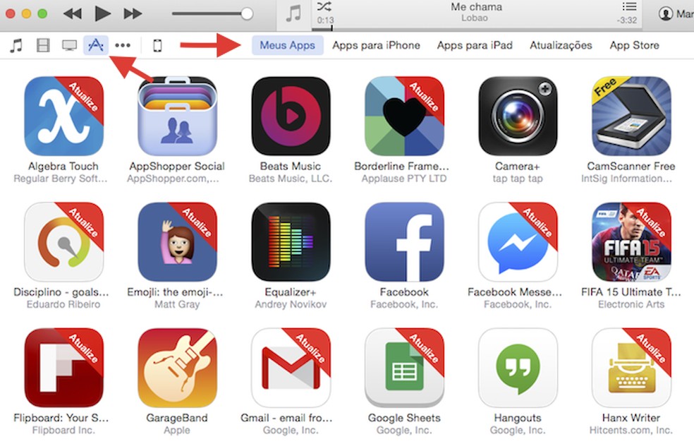 Acessando a visualização referente a aplicativos no iTunes 12 (Foto: Reprodução/Marvin Costa) — Foto: TechTudo